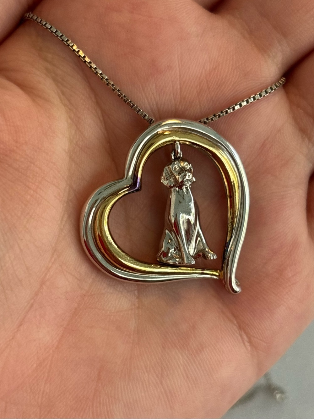 Bradford Exchange 'I Love Labs' Sterling Silver Necklace